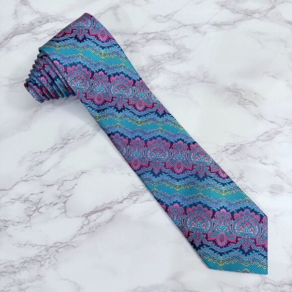 Stacy Adams Men's Neck Tie 100% Microfiber Neckwear 3.5" Wide Vibrant Pattern - Picture 1 of 12
